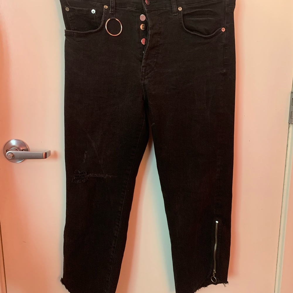 Zara black cropped jeans with zipper details - Picture 2 of 8